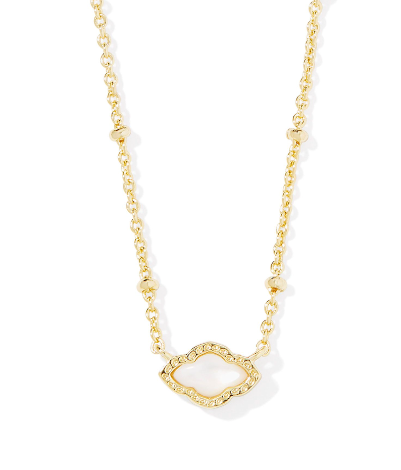 Kendra Scott Mini Abbie Satellite Gold Short Pendant Necklace Ivory Mother of Pearl