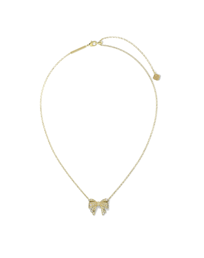 Kendra Scott Krista Gold Bow Short Pendant Necklace White Mix