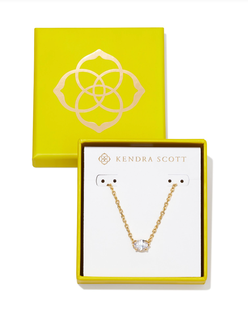 Kendra Scott Boxed Cailin Gold Pendant Necklace White Crystal