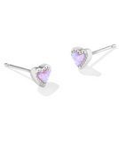 Kendra Scott Mini Ari Heart Silver Stud Earrings Bubblegum Pink