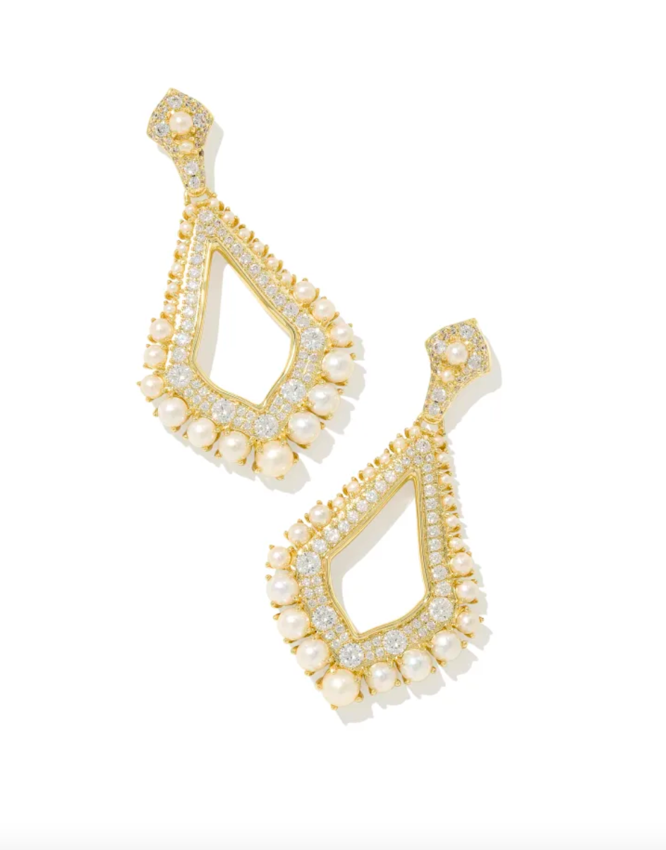 Kendra Scott Krista Gold Statement Earrings White Mix