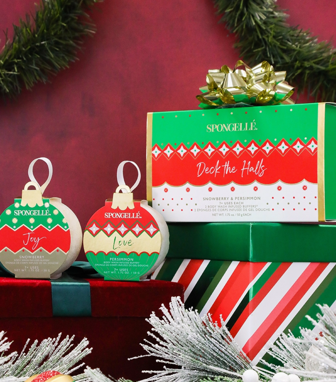 Spongelle Deck the Halls Holiday Ornament Gift Set Christmas Stocking