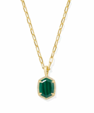 Kendra Scott Daphne Gold Pave Frame Short Pendant Necklace Green Malachite