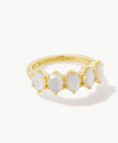 Kendra Scott Cailin Gold Crystal Band Ring in Ivory Mother-of-Pearl