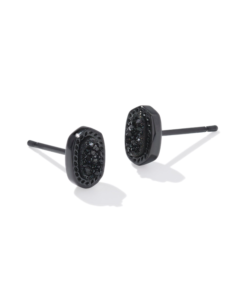 Kendra Scott Mini Ellie Gunmetal Stud Earrings Black Drusy