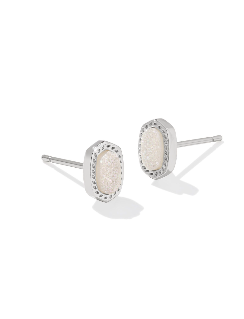 Kendra Scott Mini Ellie Silver Stud Earrings Iridescent Drusy