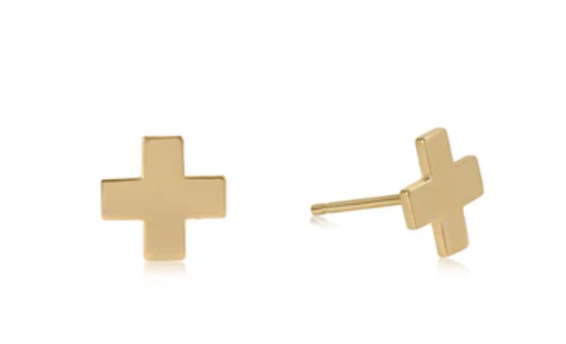 E Newton Signature Cross Stud Gold