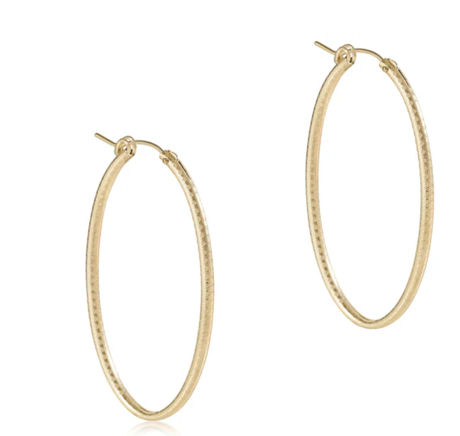E Newton Oval Gold Hoops - 2"