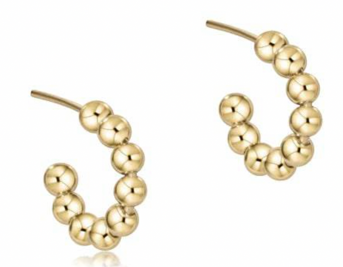 E Newton Beaded Classic 1" Post Hoop 4mm Gold