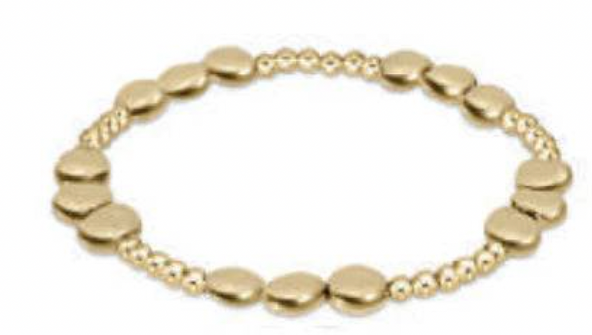 E Newton Extends Honesty Joy Pattern 6mm Bead Bracelet Gold