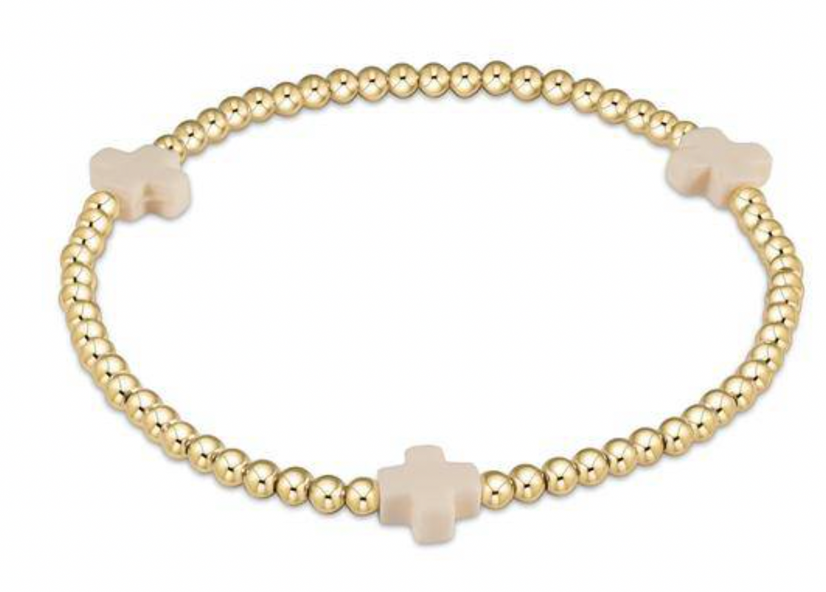 E Newton Extends Signature Cross Gold 3mm White