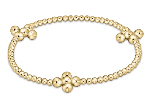 E Newton Signature Cross Gold 2.5MM Bead Bracelet