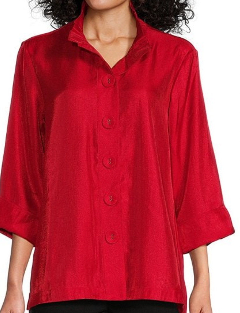 Multiples Button Front Shirt Red