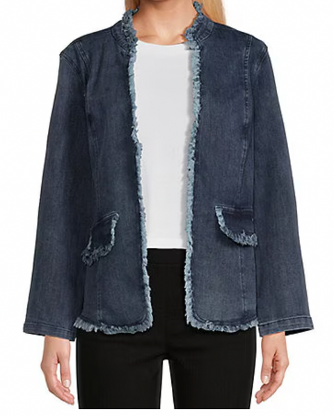 Multiples Open Front Jacket Indigo