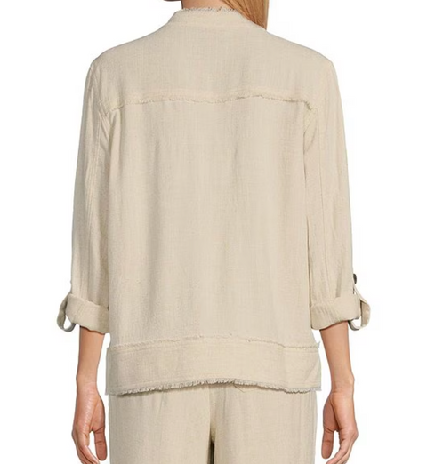 Multiples Fringe Hem Jacket Flax