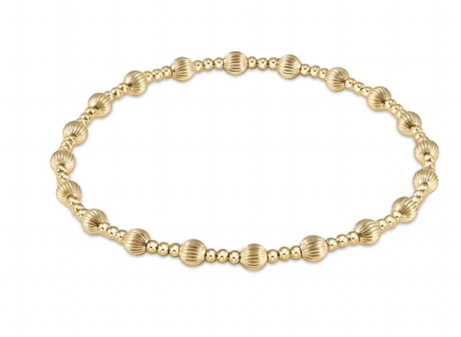 E Newton Dignity Sincerity Pattern 4mm Bead Bracelet Gold