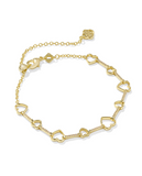 Kendra Scott Haisley Heart Gold Delicate Chain Bracelet White Crystal