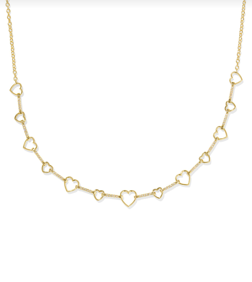 Kendra Scott Haisley Heart Gold Strand Necklace White Crystal