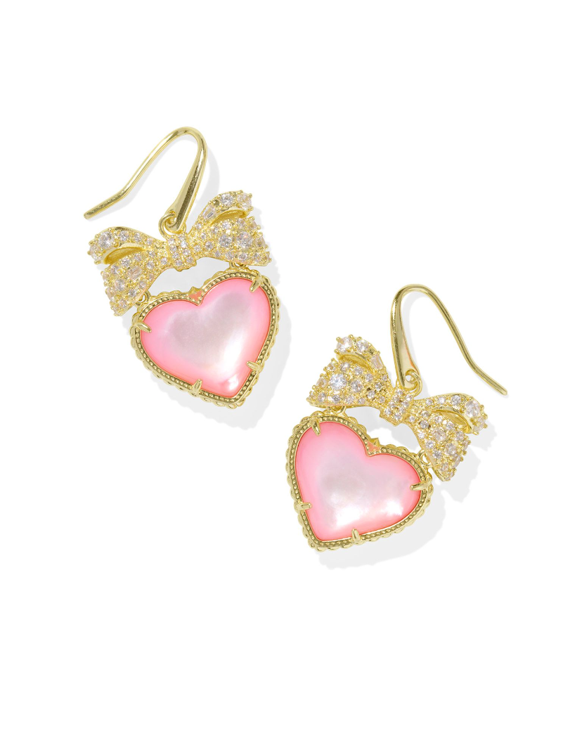 Kendra Scott Haisley Heart Gold Drop Earrings Blush Ivory Mother of Pearl