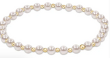 E Newton Extends Classic Grateful Pattern 4mm Bead Bracelet Pearl