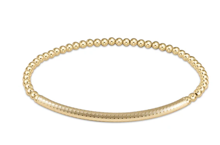 E Newton Extends Bliss Bar Textured 3mm Bead Bracelet Gold