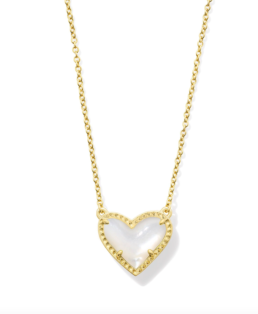 Kendra Scott Ari Heart Gold Pendant Necklace Ivory Mother of Pearl