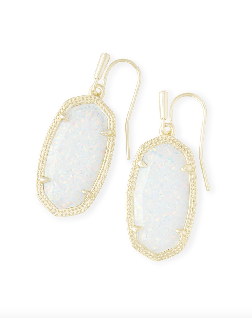Kendra Scott Dani Drop Earrings Gold White Opal