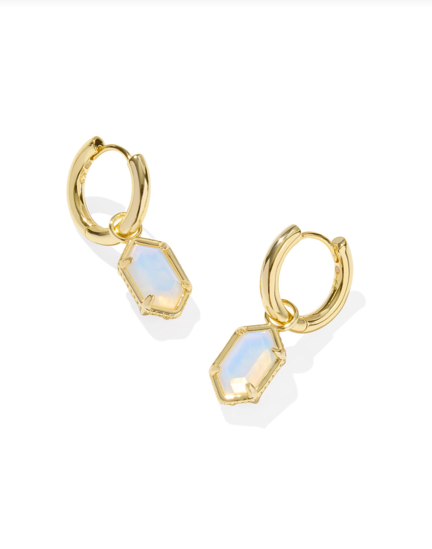 Kendra Scott Hallie Gold Huggie Earrings Opalite Illusion