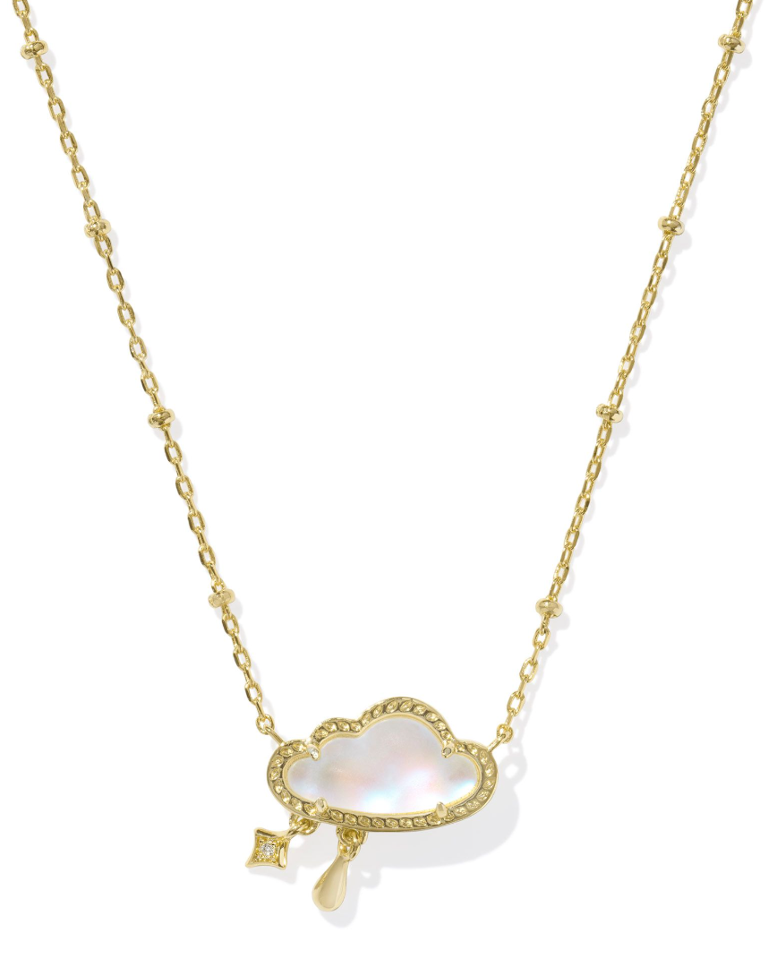 Kendra Scott Celeste Cloud Gold Short Pendant Necklace Matte Dichroic Glass