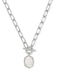 Kendra Scott Daphne Silver Link and Chain Necklace Ivory Mother of Pearl