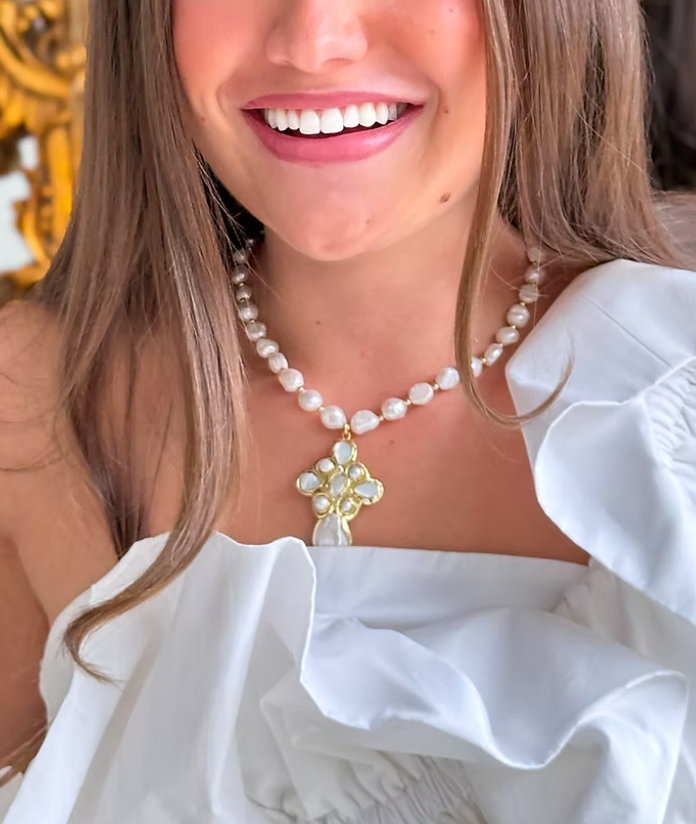 Easton Elle Pearl Necklace with Pearl Cross