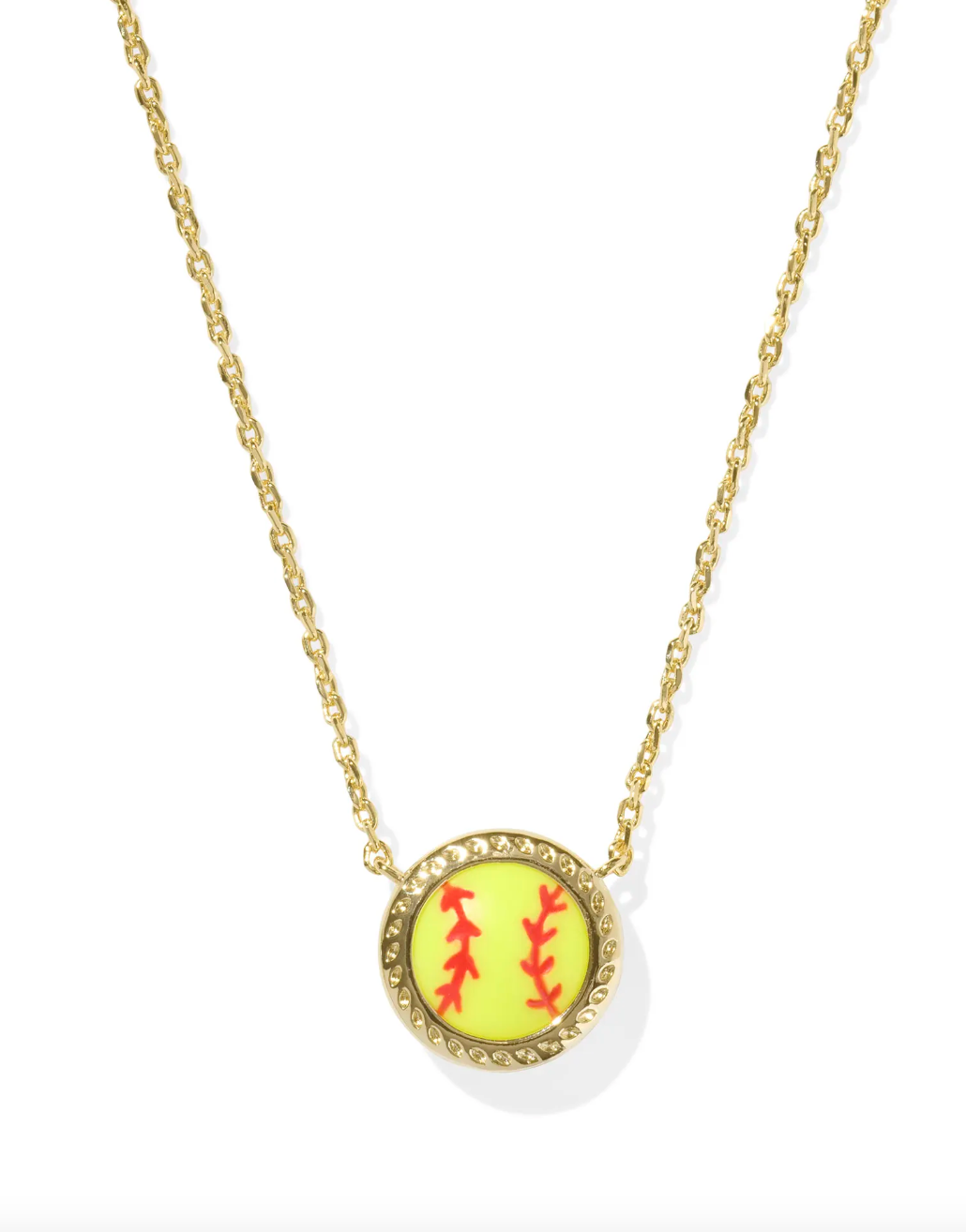 Kendra Scott Softball Short Pendant Necklace Gold Chartreuse Magnesite