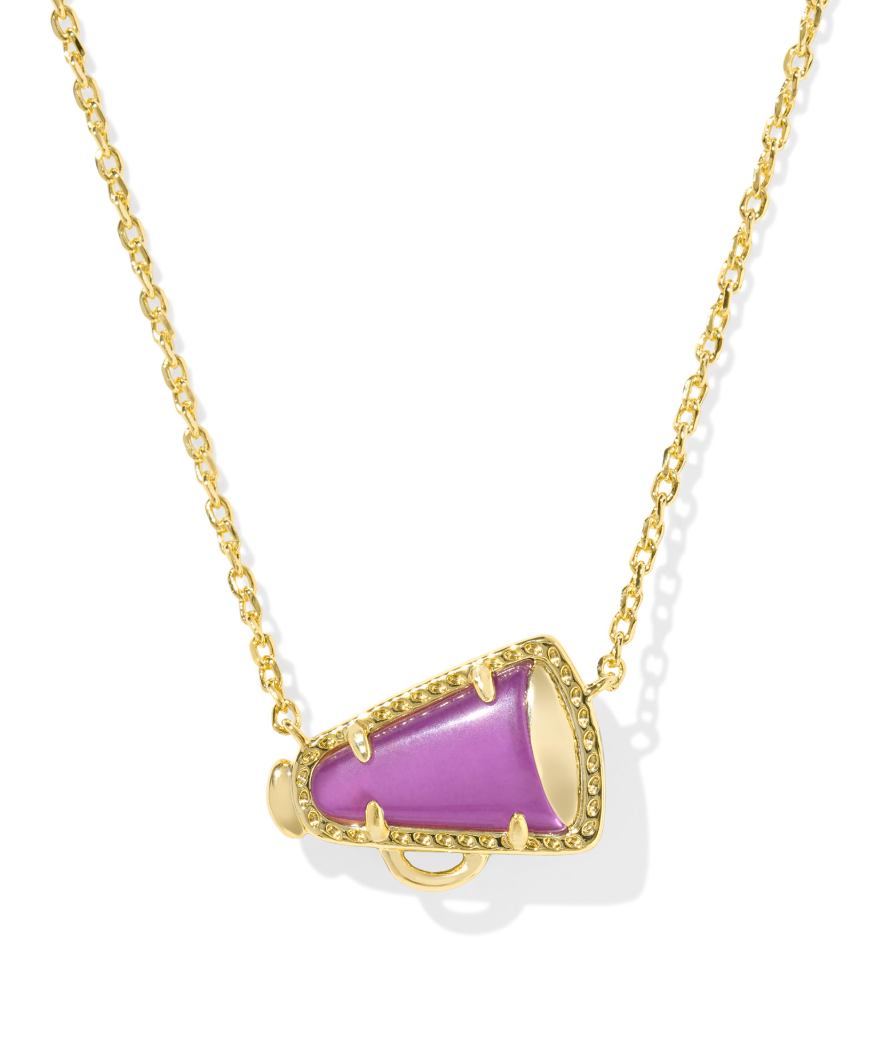 Kendra Scott Cheer Gold Short Pendant Necklace Purple Mother of Pearl