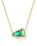 Kendra Scott Cheer Gold Short Pendant Necklace Emerald Illusion