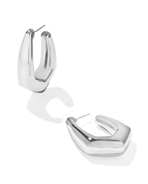 Kendra Scott Kaia Hoop Earrings Polished Silver