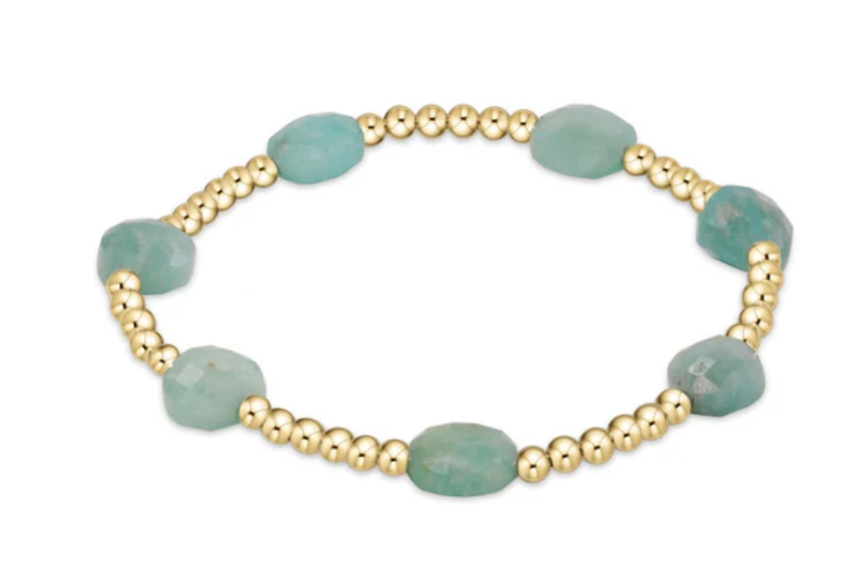 E Newton Admire Gold Pattern 3mm Bead Bracelet Amazonite