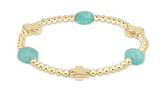 E Newton Signature Cross Admire Gold Pattern 3mm Bead Bracelet Amazonite