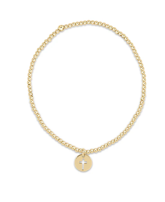 E Newton Classic Gold 3mm Bead Bracelet - Blessed Small Gold Disk