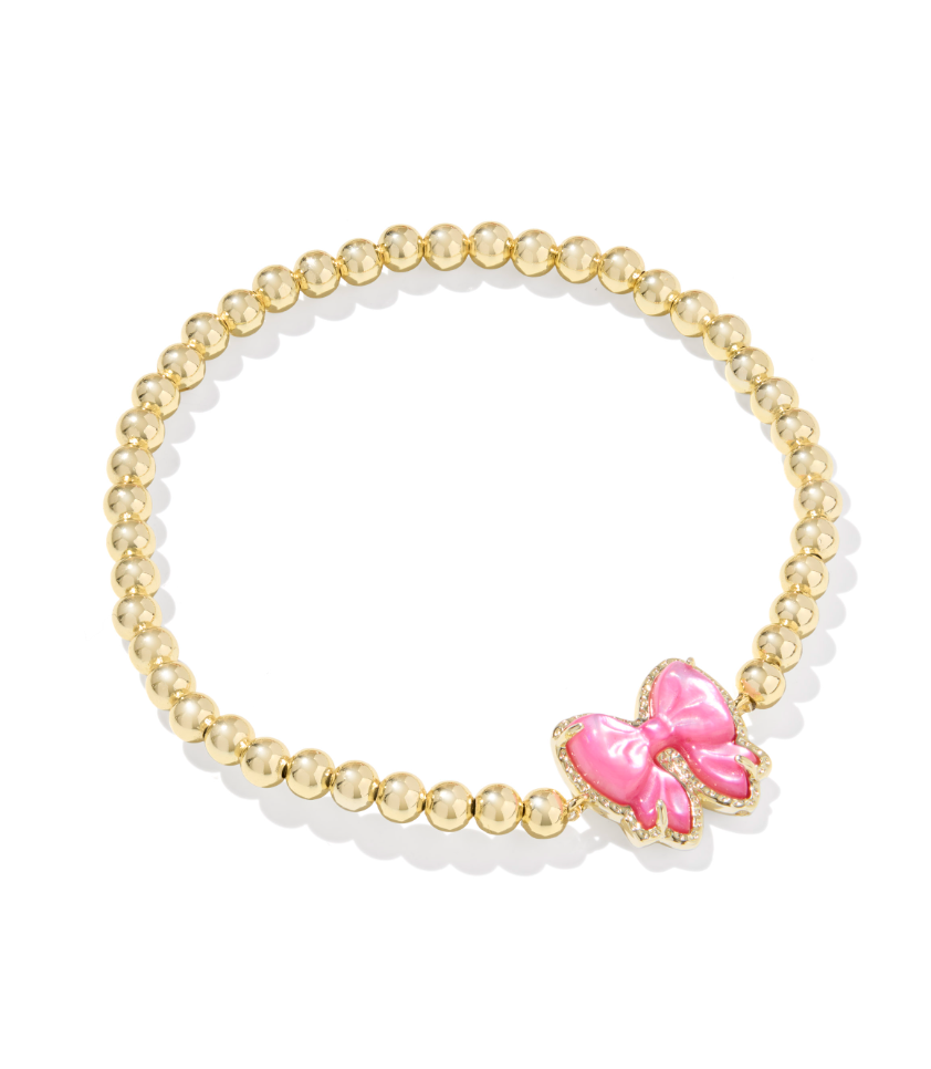 Kendra Scott Haley Gold Bow Stretch Bracelet Rose Violet Mother of Pearl