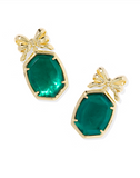 Kendra Scott Daphne Bow Gold Drop Earrings Pine Illusion