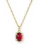 Kendra Scott Daphne Gold Crystal Frame Short Pendant Necklace Burgundy Illsion