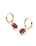 Kendra Scott Daphne Gold Crystal Frame Huggie Earrings Burgundy Illusion