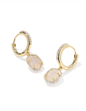 Kendra Scott Daphne Gold Crystal Frame Huggie Earrings Iridescent Drusy