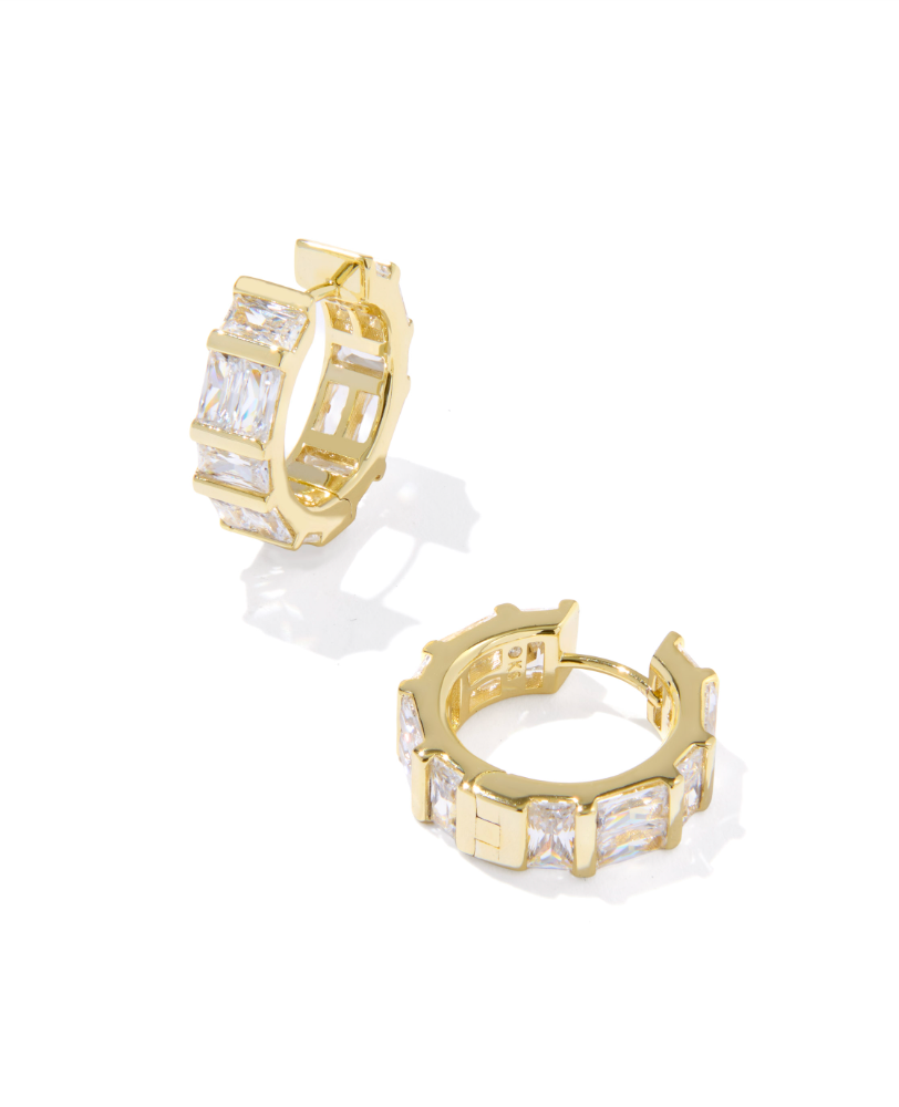 Kendra ScottJamie Gold Huggie Earrings White Crystal