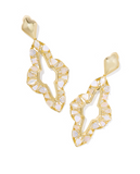 Kendra Scott Abbie Gold Crystal Statement Earrings White Crystal