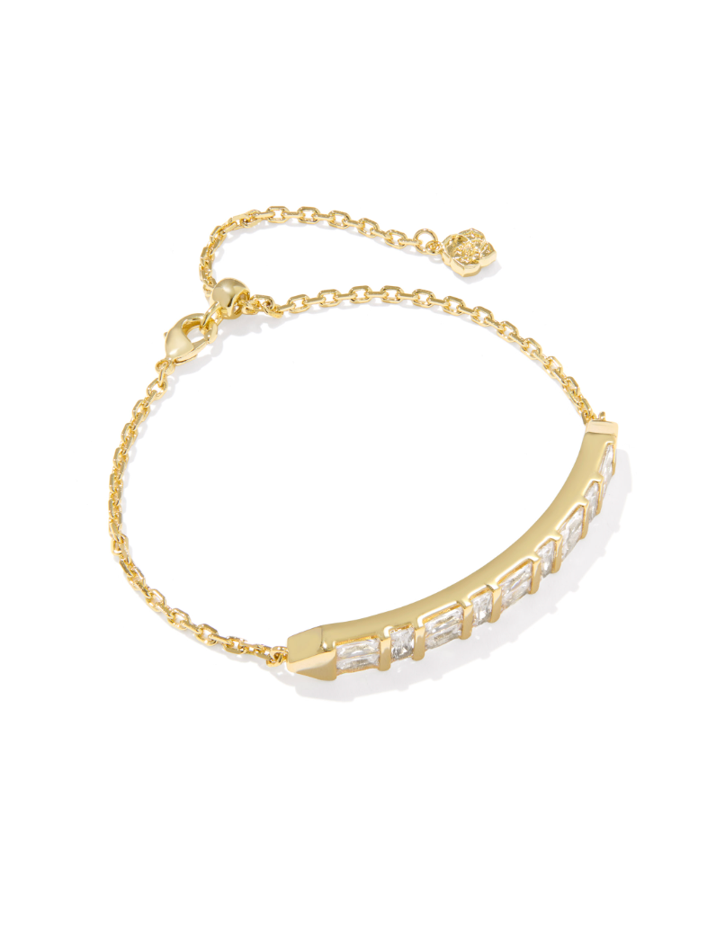 Kendra Scott Jamie Gold Delicate Chain Bracelet White Crystal