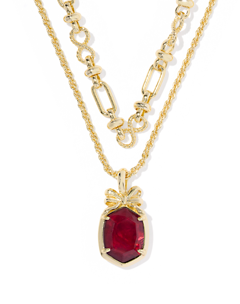 Kendra Scott Daphne Bow Gold Multi Strand Necklace Burgundy Illusion