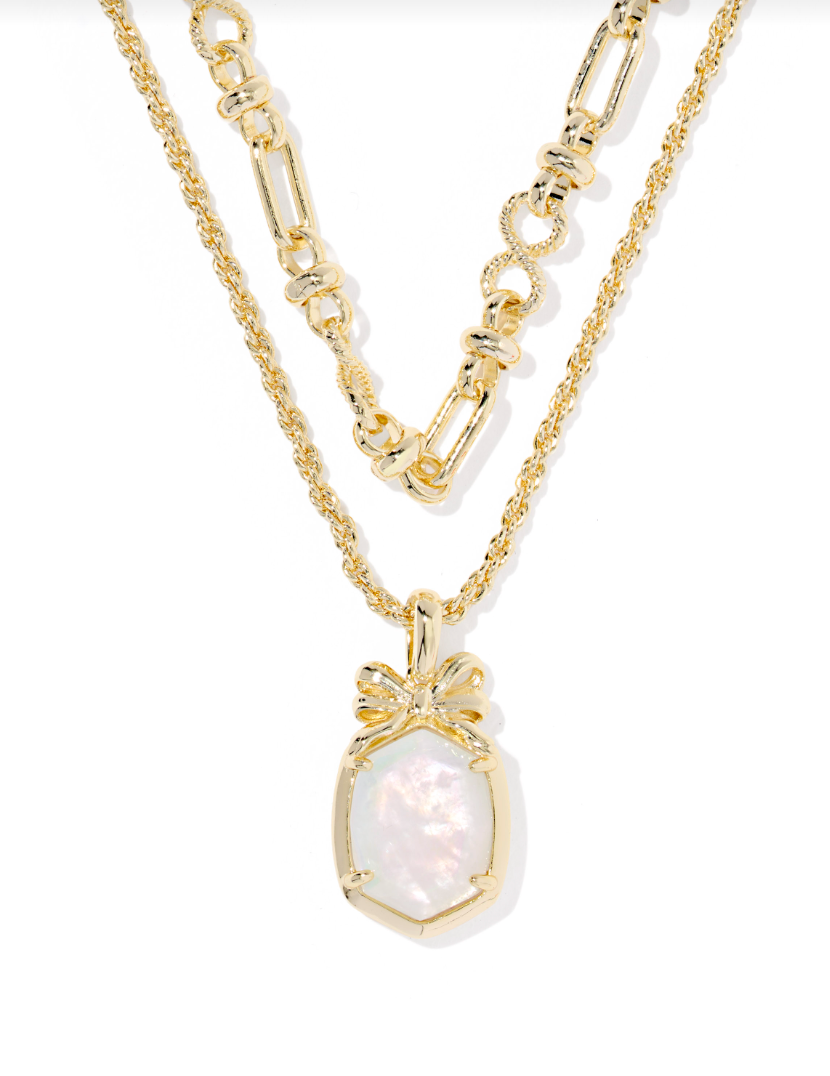 Kendra Scott Daphne Bow Gold Multi Strand Necklace Ivory Illusion