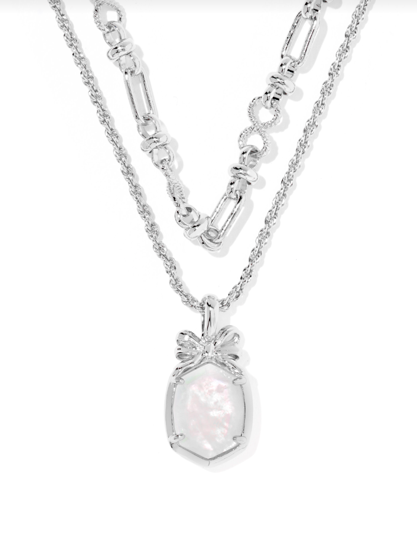 Kendra Scott Daphne Bow Silver Multi Strand Necklace Ivory Illusion