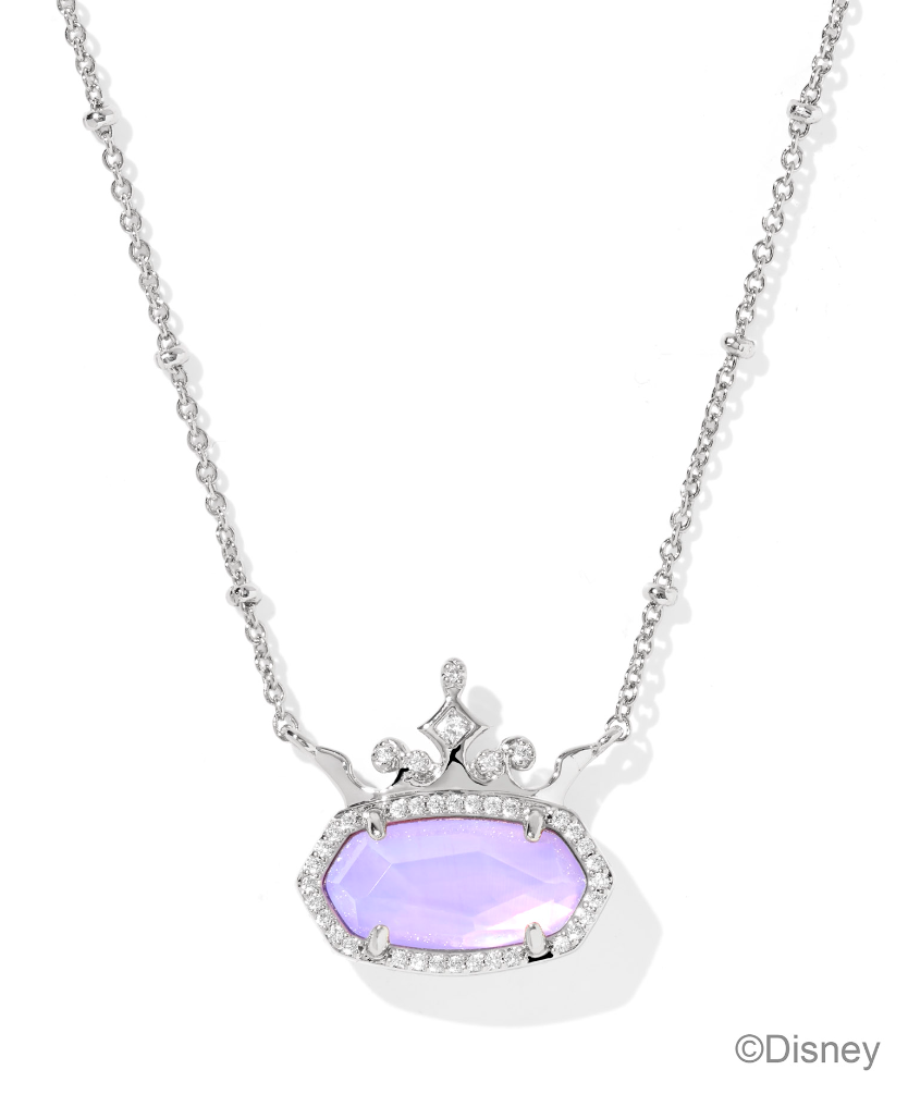 Disney | Kendra Scott Elisa Princess Rhodium Short Pendant Necklace Gold Lavender Opalite Illusion
